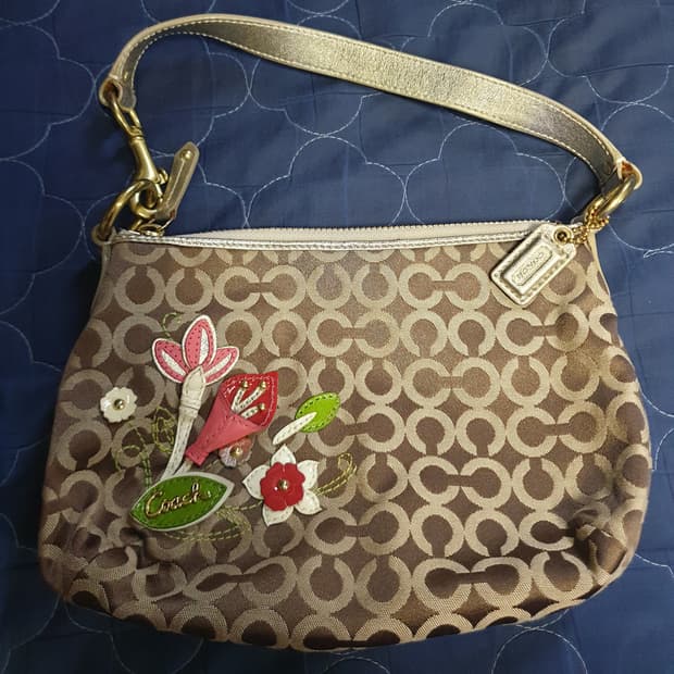 (빈티지) COACH 코치 모노그램 플라워 패치 미니 숄더백