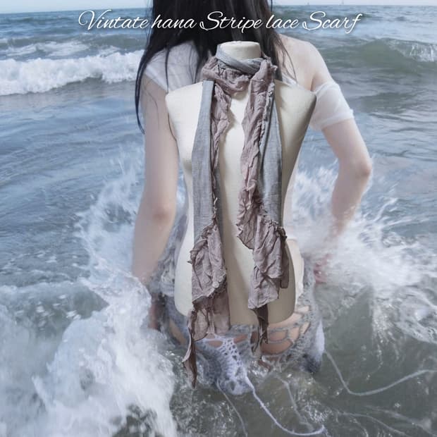 Vintate hana Stripe lace Scarf