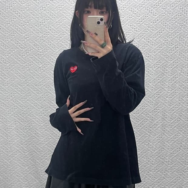 꼼데가르송 빈티지 플레이 하트와펜 긴팔티 XXL C11854