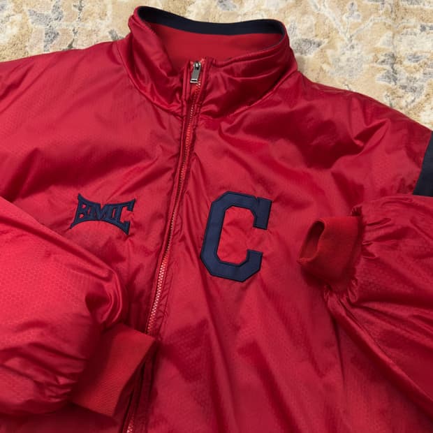 [BIVIC] 90s 올드스쿨 바시티 패딩 점퍼 레드 (3-5XL)