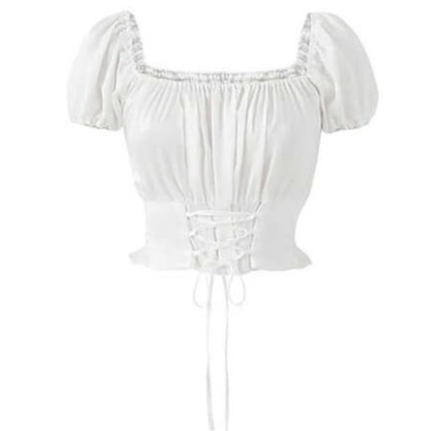 NOTYOURROSE Corset crop blouse (White)
