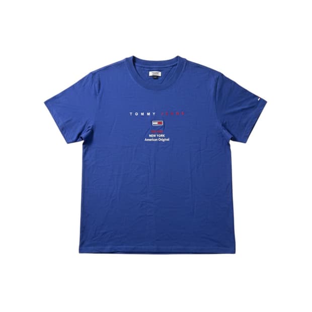 TOMMY JEANS 타미진스 프린팅 반팔 티 블루 L/G
