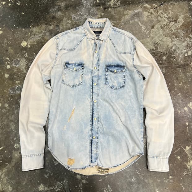 M) ZARA 자라 빈티지 워싱 데님셔츠 남방 청남방