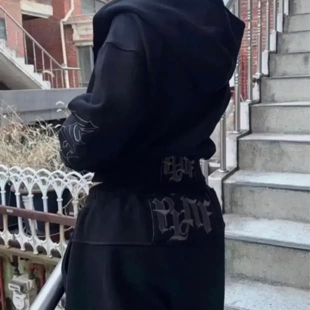 플리즈노팔로우 바시티 헤비웨이트 셋업 블랙