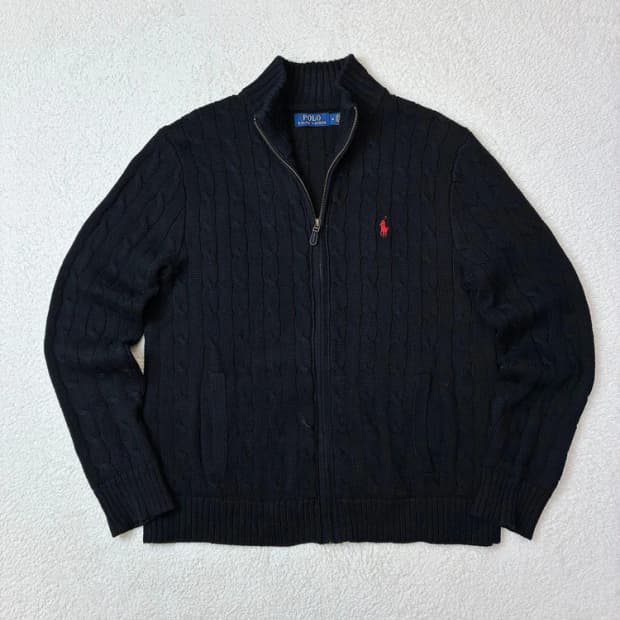폴로 랄프로렌 아이코닉 케이블 니트 지퍼 스웨터 PN5858