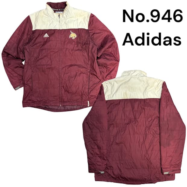 00s 아디다스 버건디 화이트 밥캣츠 올드스쿨 점퍼 파카