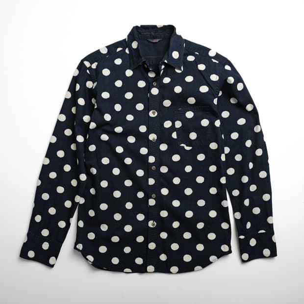 45rpm 도트 인디고 셔츠 3사이즈 (추천 55-66)