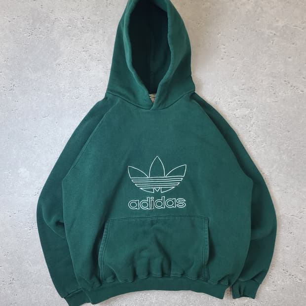 빈티지 아디다스 빅자수로고 후드 그린