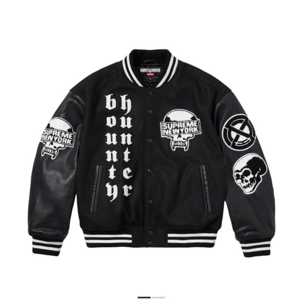 (L)슈프림 x 바운티 헌터 바시티 자켓 블랙 - 23FW