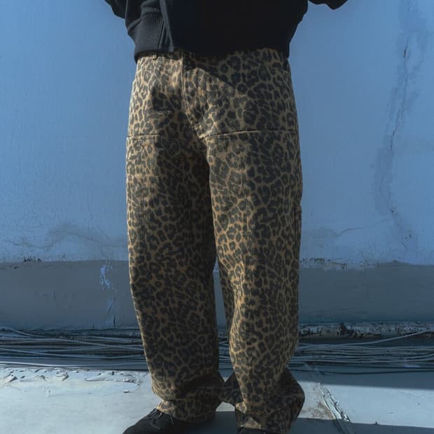 카락터 레오파드 패턴 와이드 팬츠