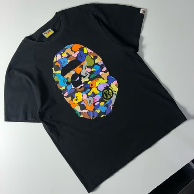 Bape  베이프 멀티 카모 사루 블랙 반팔 티셔츠 