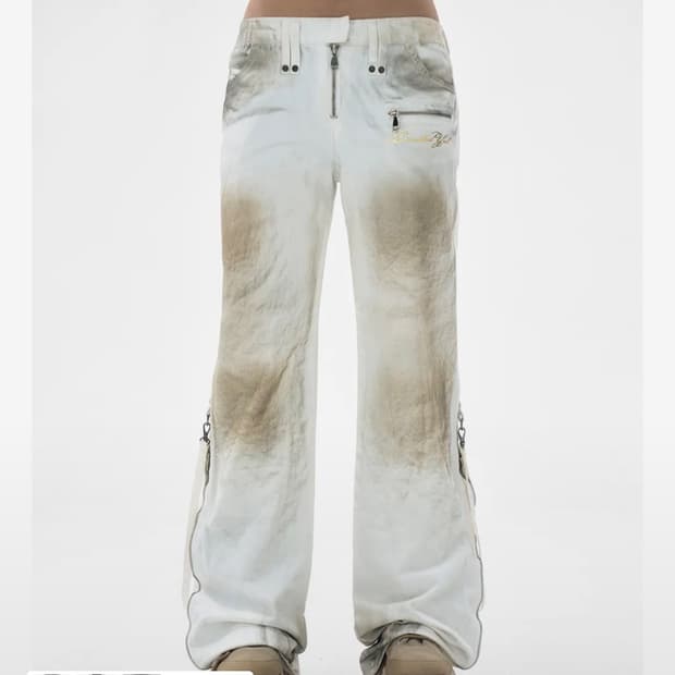 와이이이엘 DIRTY WASHED ZIPPER PANTS WHITE 2