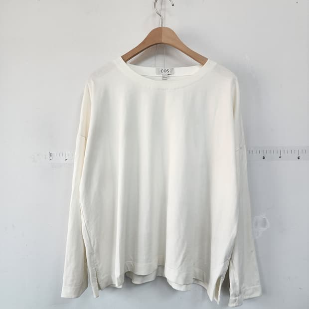 COS 코스 화이트 면 긴팔 티셔츠
