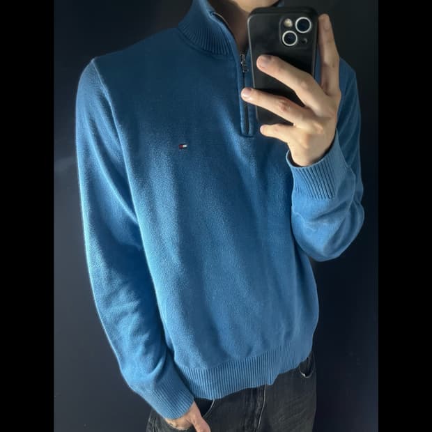 TOMMY HILFIGER 타미 니트 반집업
