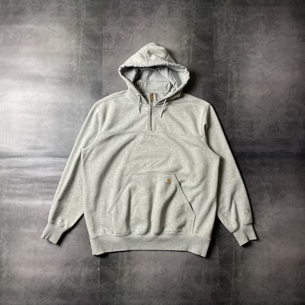 CARHARTT 칼하트 빈티지 그레이 하프집업 기모 후드티 A00576