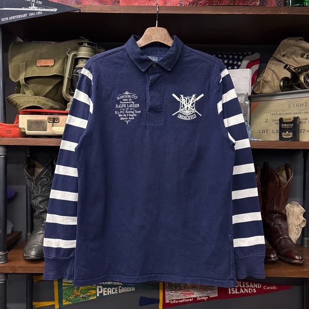 90s 폴로 랄프로렌 헤리티지 블리커 컵 자수 럭비셔츠 N362