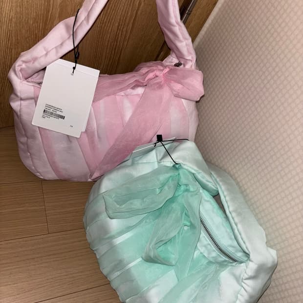 Celitails 민트 핑크 셔링리본백