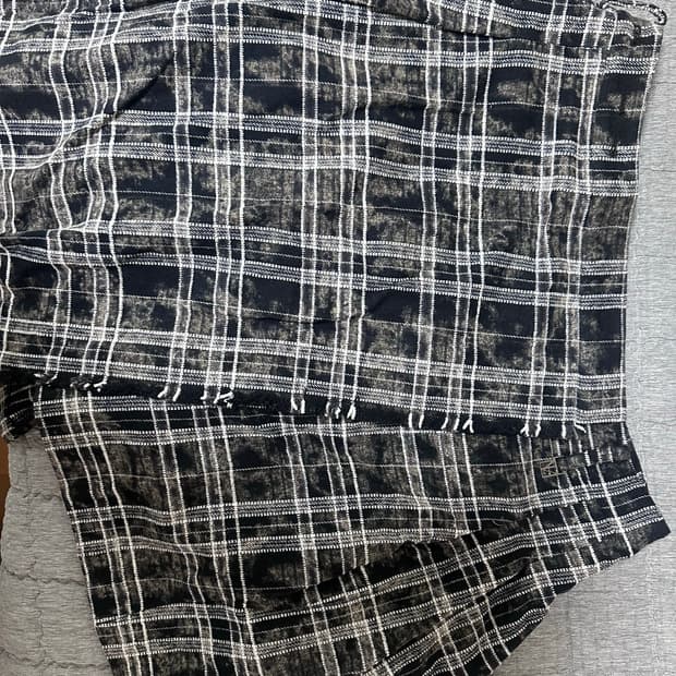 spread check fringe set-up pleated skirt