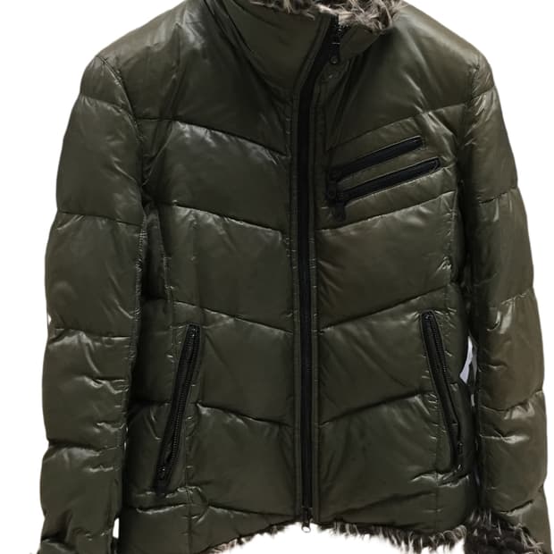 니콜클럽 카키 퍼 패딩 자켓 /유니크 Y2K 무드