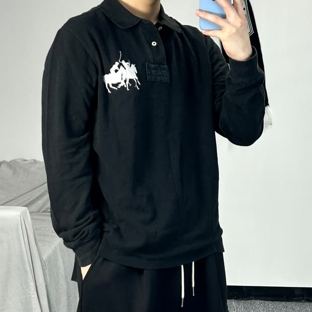 폴로 랄프로렌 빅로고 더블포니 롱슬리브 카라티 XL