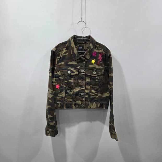 갭 데님 키즈 카모 트러커 자켓 XL 