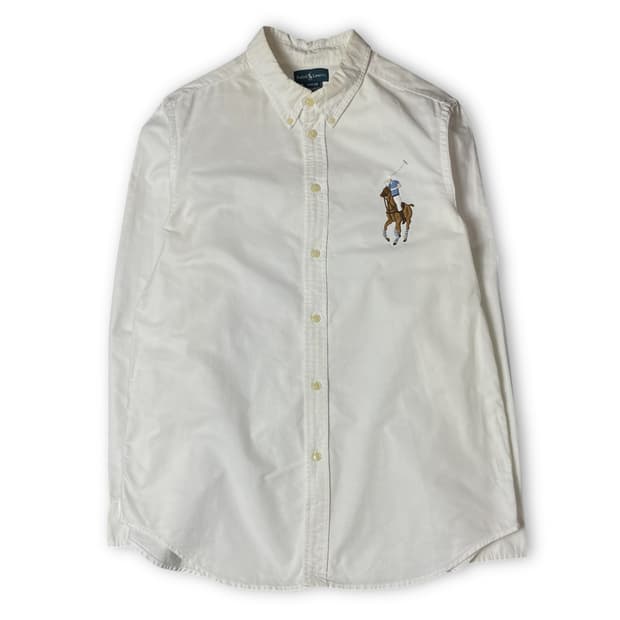 폴로 랄프로렌 화이트 빅포니 긴팔 셔츠 XL(18-20)