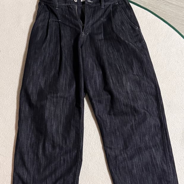 제로 딥 투턱 와이드 데님 팬츠(인디고m)