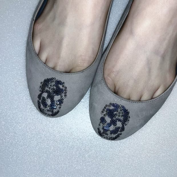 Alexander McQueen 맥퀸 큐빅 스컬 플랫슈즈 그레이