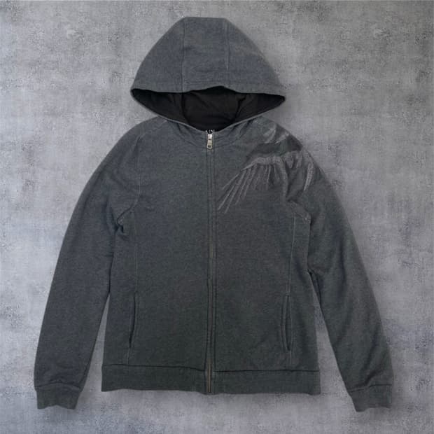 아르마니익스체인지 차콜 그래픽 자수 후드집업 M