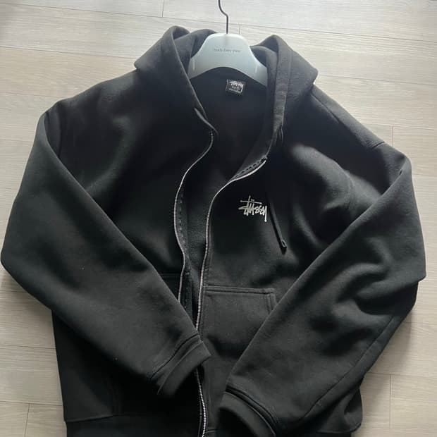 스투시 베이직 후드집업 블랙 XL 사이즈