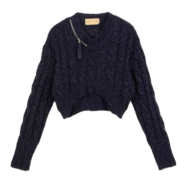 마뗑킴 브이넥 크롭 니트