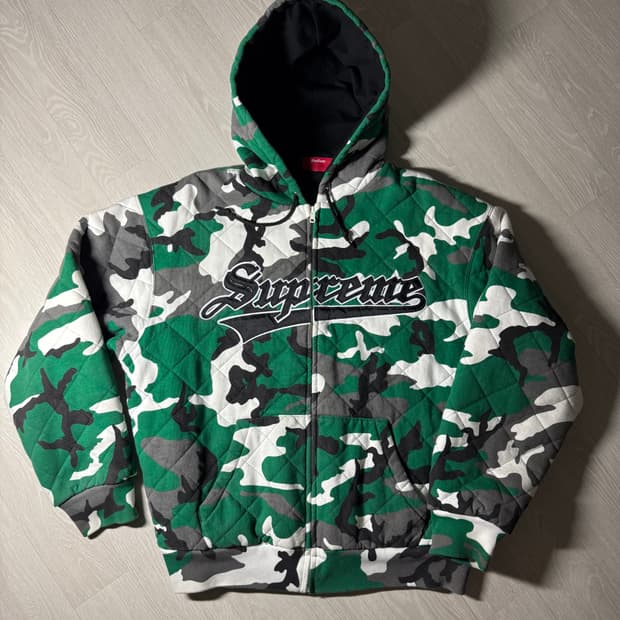 Supreme Quilted Zip Up Hooded Sweatshirt