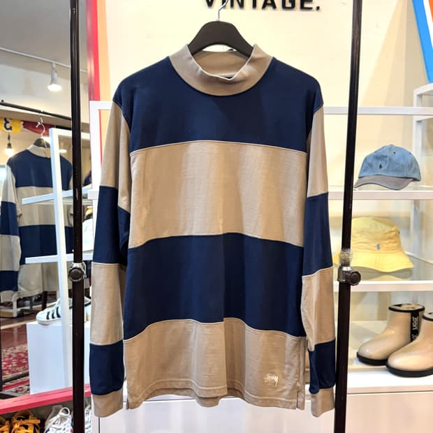 정품 스투시 스트라이프 롱슬리브 M