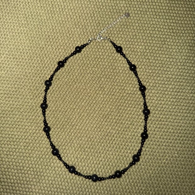 블랙 볼 비즈 목걸이