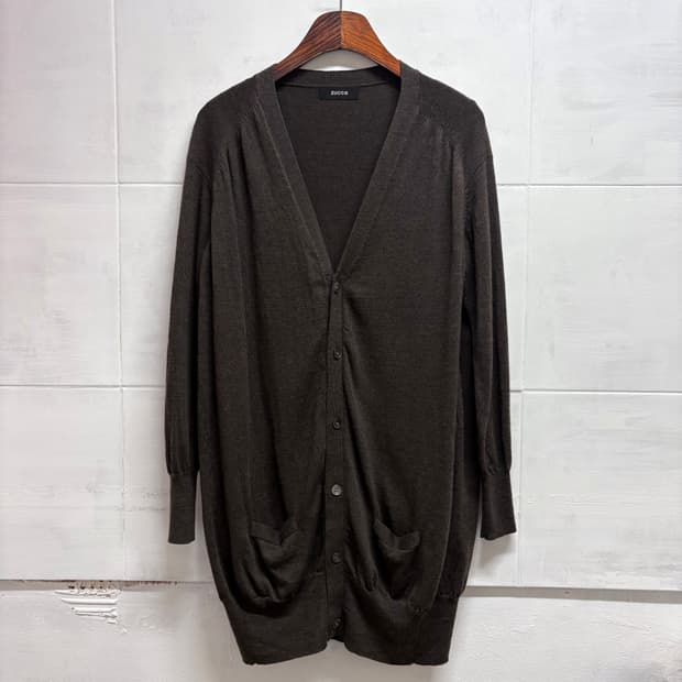 ZUCCA 주카 다크브라운 울 롱 가디건 M JPN