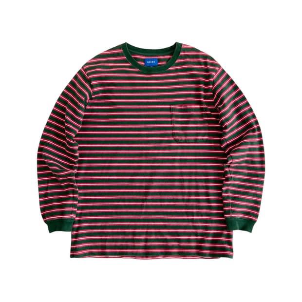 빔즈 스트라이프 포켓 긴팔 티셔츠