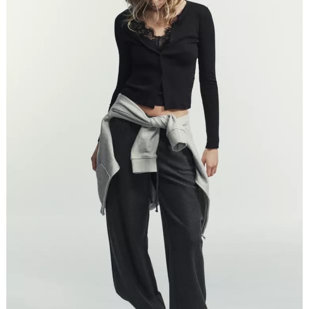 자라 레이스 콤비 탑 재킷 블랙 L