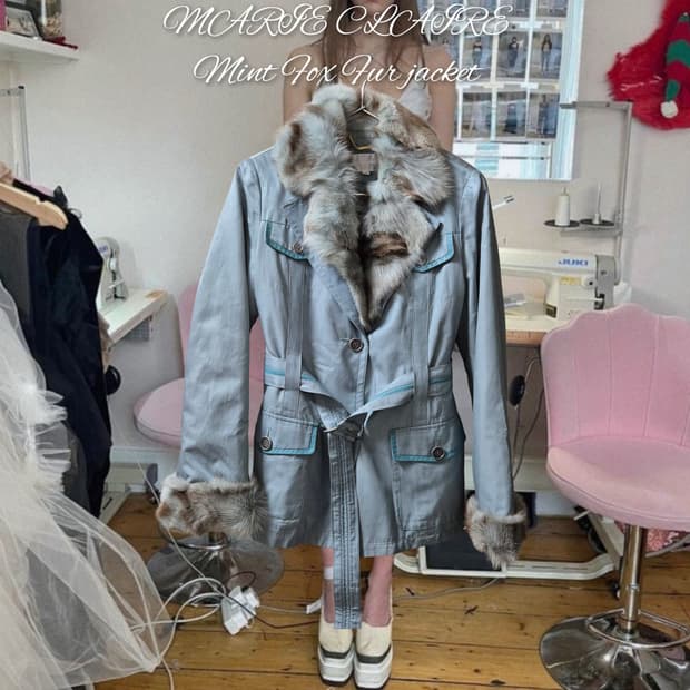 MARIE CLAIRE Mint Fox Fur jacket