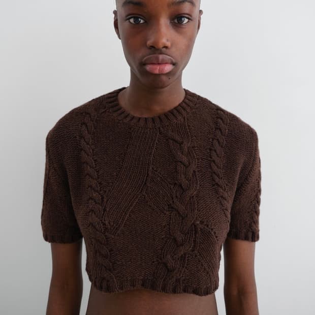 [M,L]기마구아스 Julita 꽈배기 크롭 니트/브라운
