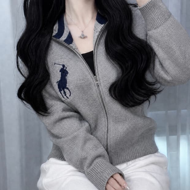 🐰폴로 랄프로렌 빅포니 그레이 니트 집업🪽