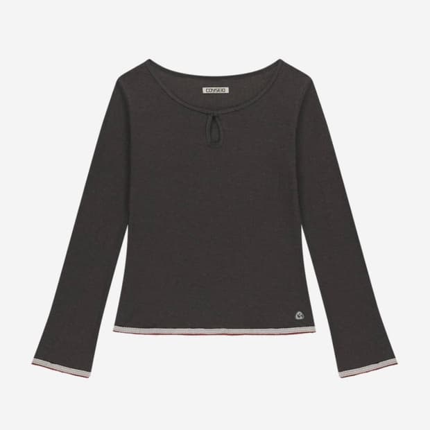 코이세이오 아일렛 레이스 롱슬리브 애쉬 브라운