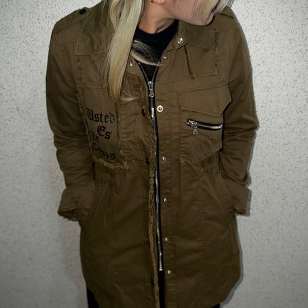 Egoist 레테링 카키 야상