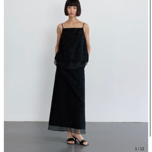gbh 25SS JACQUARD SEE-THROUGH TOP / BLAC