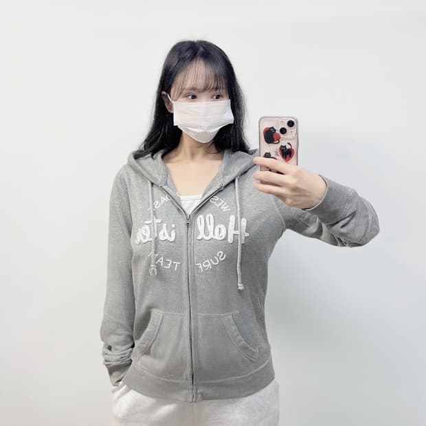 홀리스터 스펠 로고 후드집업 그레이