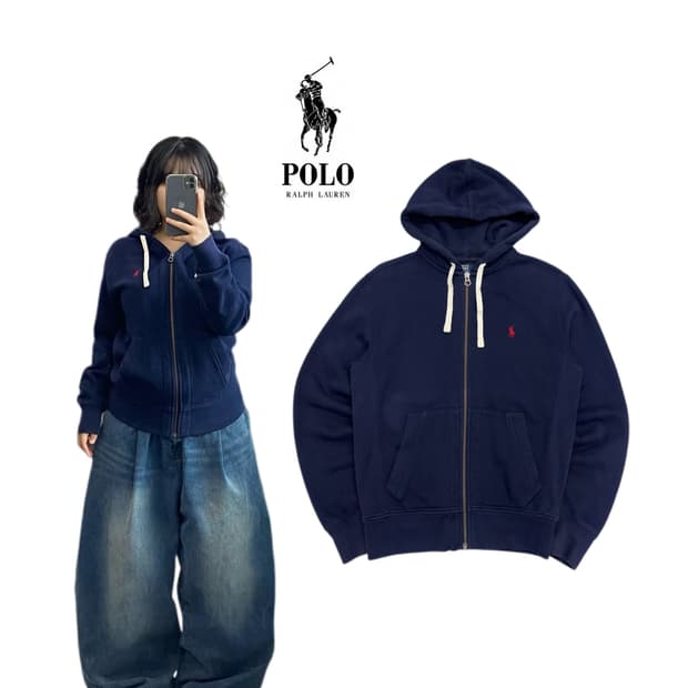폴로 포니 후드집업 네이비