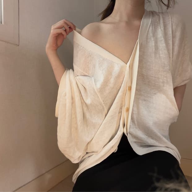 sheer v neck cardigan