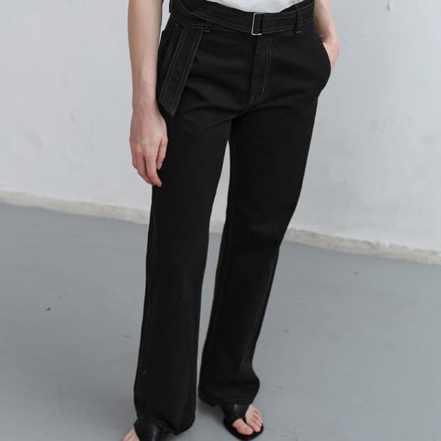 로우타이드 벨티드 팬츠 S