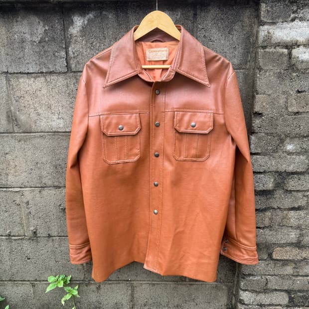 80~90s 브로드웨이 빈티지 재생 인조 가죽 웨스턴 셔츠 자켓 L