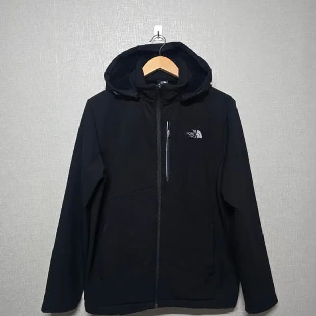 노스페이스 블랙 후드 기모 바람막이 자켓 사이즈 100
