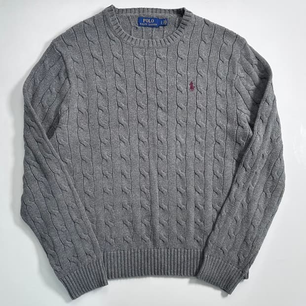 폴로 랄프로렌 그레이 케이블 니트 